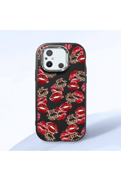 Redmi 12C Compatible Case Camera Protector Black Silicone Couple Phone Case Kiss Pattern