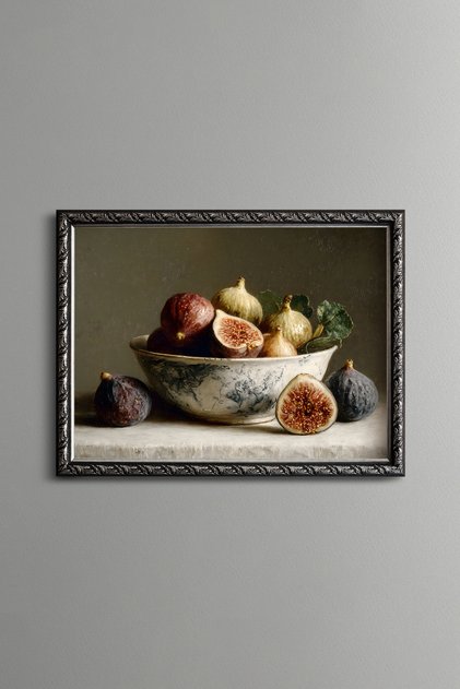 Fig Still Life - Vintage Patterned Frame - Thin Model