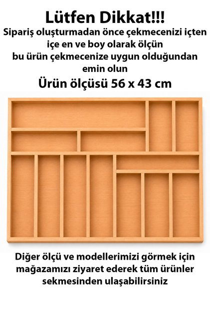 56X43 cm Wooden Spoon Holder Drawer Organizer Natural Wooden Kitchen Organizer
