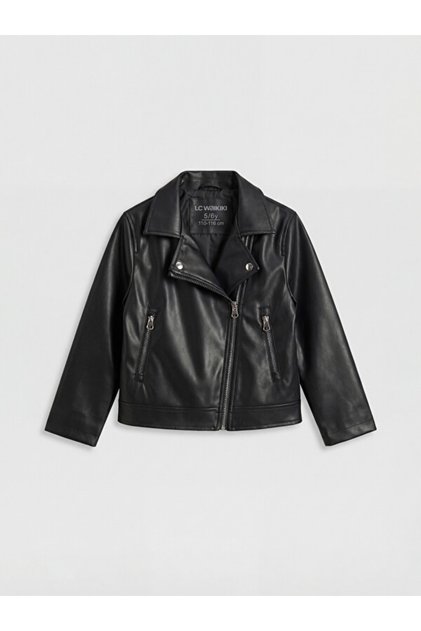 Quality Parts Biker Roba Collar Girl's Leather Look Jacket from Çelebi Store