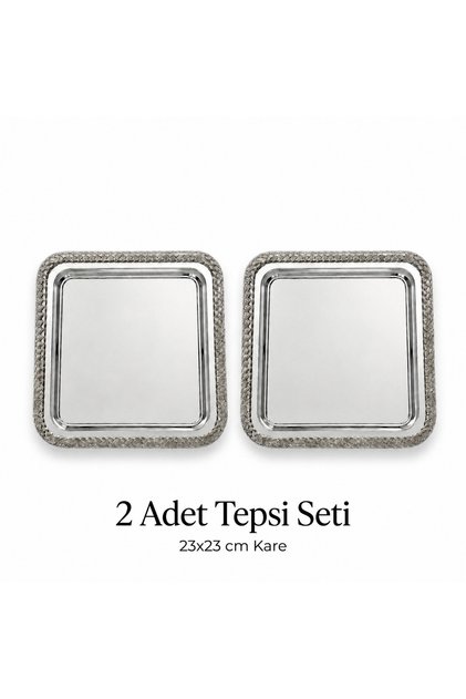 Premium Knitted Series 2-Piece Square Presentation Tray 23X23 cm Promise Engagement Coffee Presentation Tray