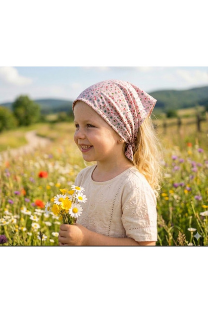 Girls' Bandana 100% Cotton Non-Flatting-Non-Sweating-Non-Slip Summer Bandana Scarf (45*45 cm)