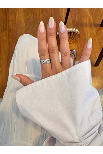 Dual design silver ring