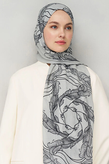 Spiral Pattern Tencel Shawl - Gray