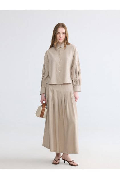 Nevavm Modal Textured Pleated Skirt with a Difference