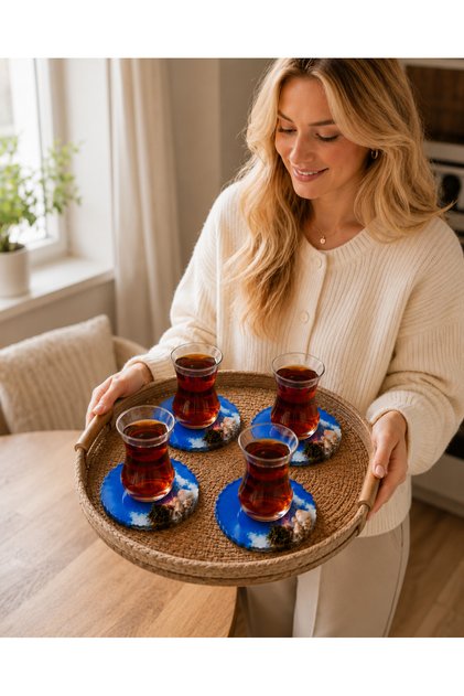 Handmade Epoxy Coasters Set of 4 | Sea Shell Ocean Design