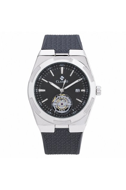 Apex Men's Skeleton Dial Silicone Strap Watch – Premium Stainless Steel Case | Date Display | Elegant Casual & Business Wrist Watch for Men