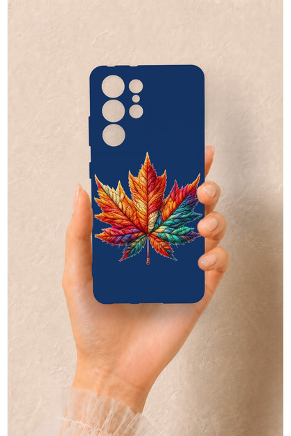 Samsung S21 Ultra Compatible Colorful Leaf Pattern Silicone Case