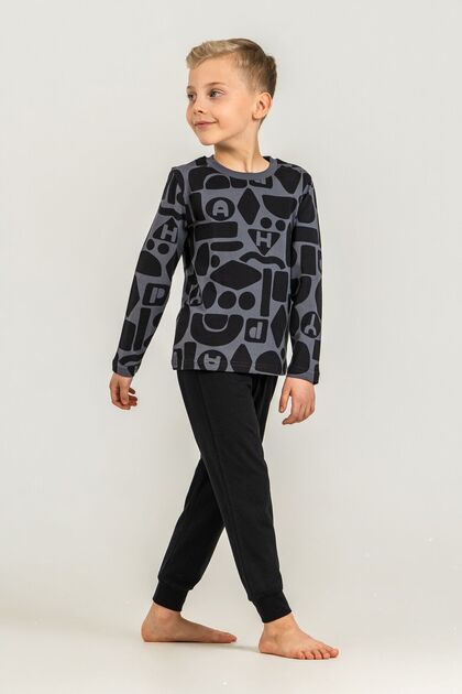 Boy's Gray Long Sleeve Pajama Set Rp3869-C-V1