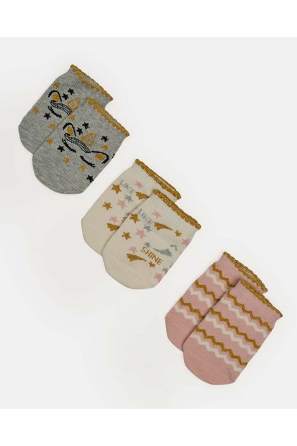 Infant Girls Assorted Ankle Length Socks 3 Piece Set