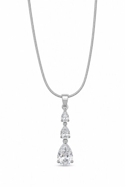 Steel Drop Stone Necklace - Stylish and Shiny Design Women's Necklace