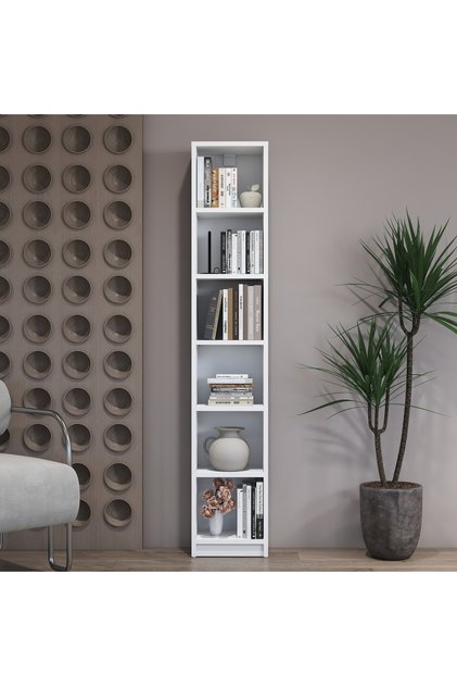Rani HC125 Kitaplık 5 Raflı Çalışma Odası Kütüphane Modern Duvar Rafı Beyaz