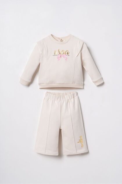 Embroidered Baby Girl White Long Sleeve Pajama Set Usb3244-C-V1
