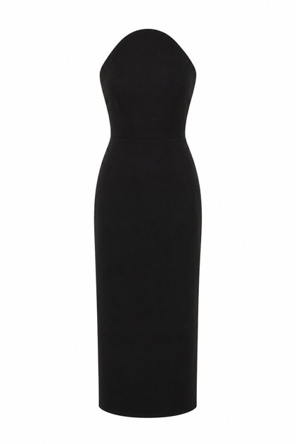 Atlas Fabric U-Neck Black Dress
