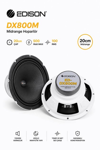 ED-M20Y 20CM MİDRANGE HOPARLÖR 500 WATT 100 RMS 2 ADET KAPAKLI YENİ SERİ ORİJİNAL ÜRÜN