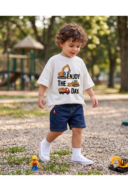 تي شيرت للأطفال مطبوع عليه Enjoy The Day Business Machine - مقاس كبير - للجنسين