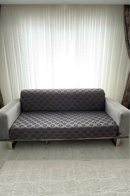 Corduroy Sofa Cover 170X210 cm Non-Slip Base Anthracite