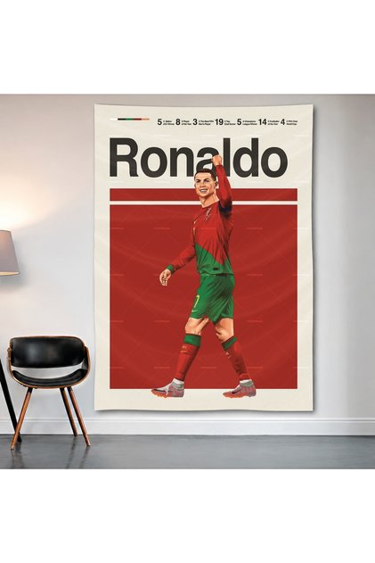 Cristiano Ronaldo Portugal Wall Covering Wall Tapestry First Quality Satin Fabric Poster