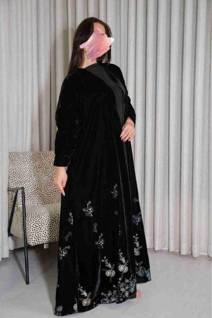 Black Velvet Abaya with Full Embroidery