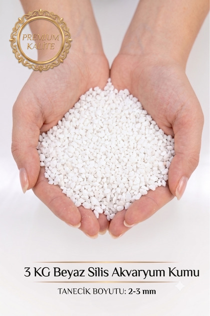 3 KG Beyaz Silis Akvaryum Kumu 2-3 mm Doğal Beyaz Taban Kumu Akvaryum Dekor Kumu-Kalsiyum Karbonatlı Kum