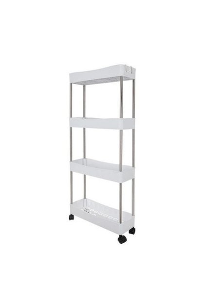 Подвижна етажерка с колелца за баня и кухня, 4 рафта, 37 x 12 x 91.5 см, Бяла