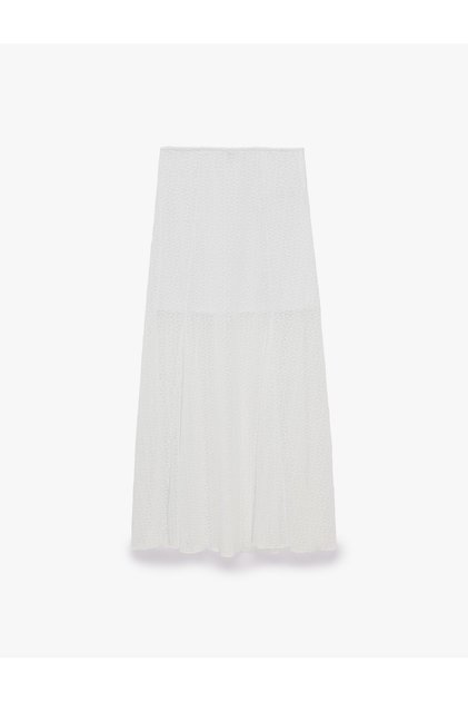 Normal Waist Slim Fit Midi Lace Skirt