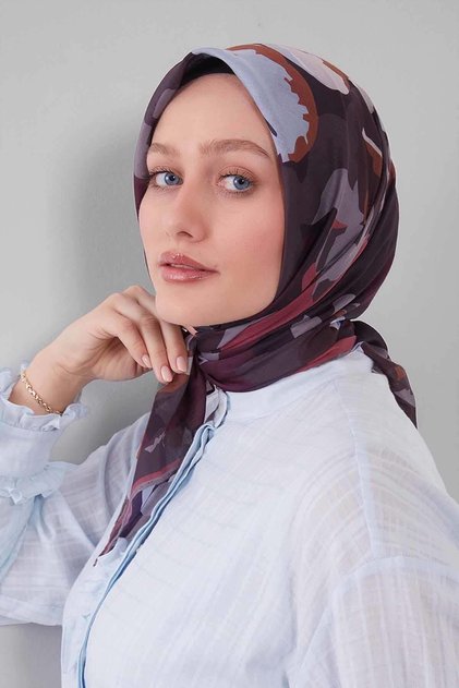 Dark Burgundy Mixed Pattern Silk Cotton Scarf