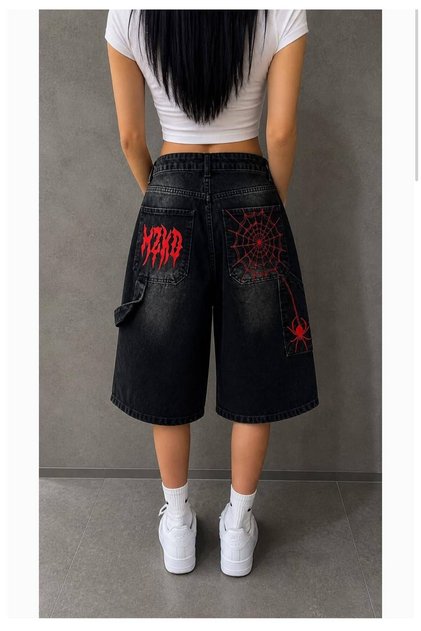 Y2K Embroidered Baggy Jean Porto Capri Red
