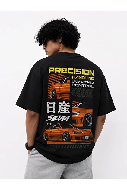 Jdm Drift Car Printed Oversize Black T-Shirt