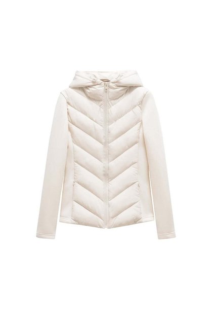 F11.Women's Hooded, Zippered Sports Coat, Woven Fabric, Knitted Sleeves