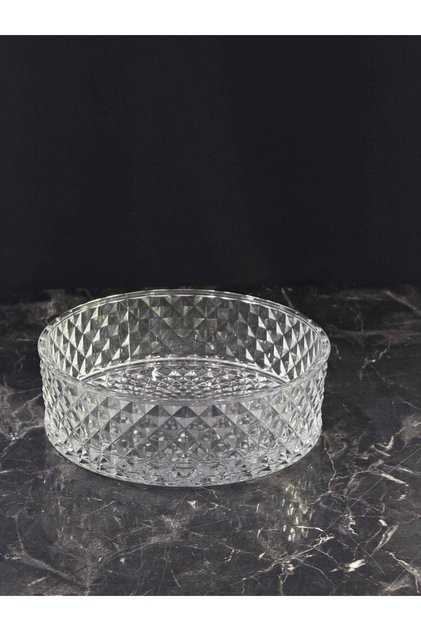 Luxury Striped Glass Salad and Fruit Bowl
