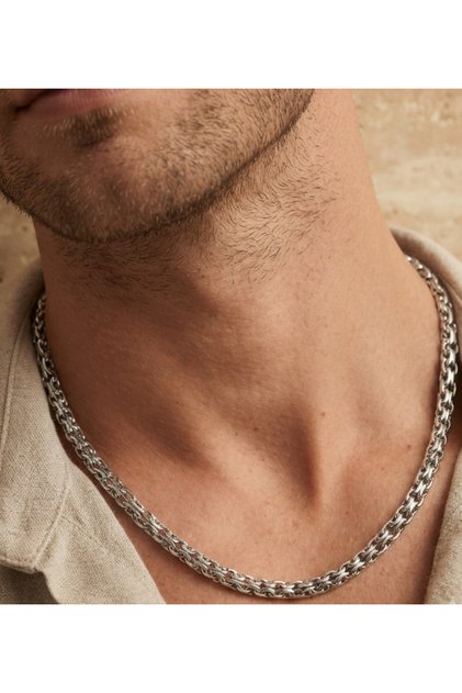 Steel Matrix Chain Necklace 5 mm Silver Color | Anti-Tarnish, Male, 2 Years Warranty