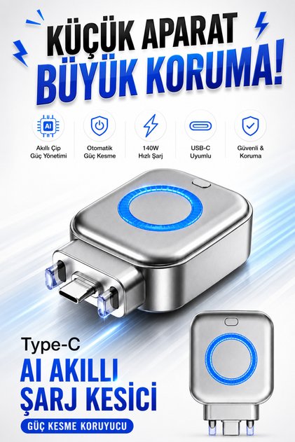 Type-C Şarj Kesici Adaptör 140W AI Akıllı Batarya Koruyucu Aparat