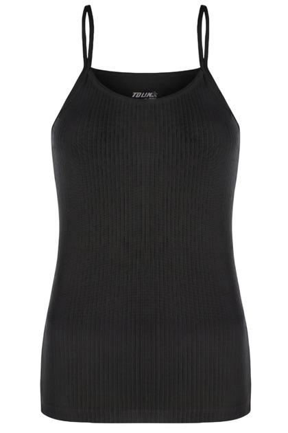 Women's Cotton Lycra Thin Ribbed Undershirt Black 1238