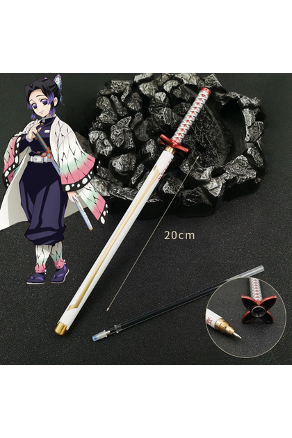 Bandai Kochou Shinobu 20cm Demon Slayer Signature Pen Shinobu Metal Real Size Katana Ballpoint Pen A