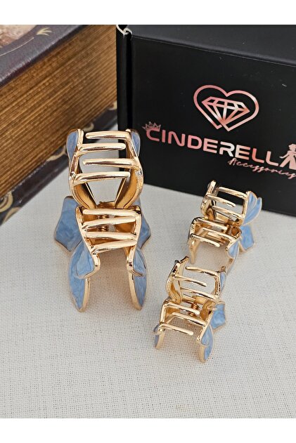 Cinderella 3'lü Set Mineli Buz Mavisi Zambak Çiçekli Lüks Kadın