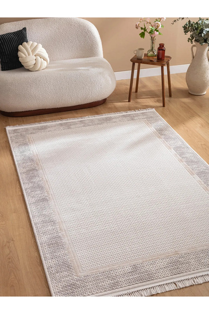 Işıl IL05 Krem Akrilik Sade Dokulu Halı 120 x 180 cm