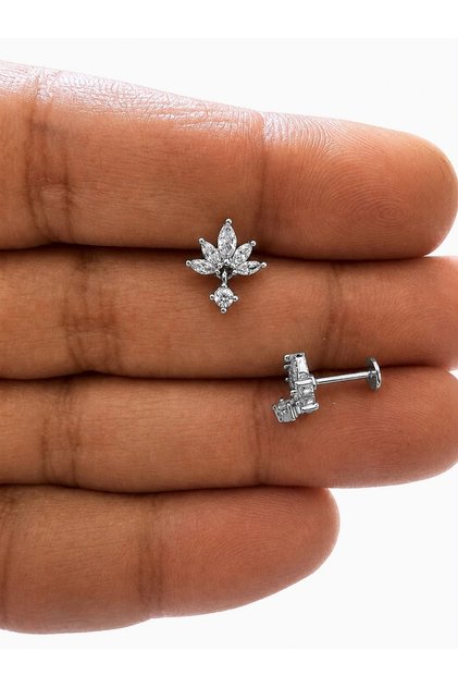 1 ADET ZİRKON TAŞLI HELİX TRAGUS LOBE UYUMLU PİERCİNG