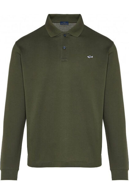 Erkek Normal Kalıp Pamuklu Pike Kumaşlı Logo Nakışlı Kısa Kollu Haki Polo Yaka T-Shirt