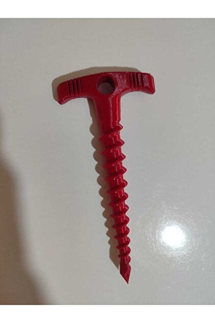 Turna Kamp 4’lü Vidalı Çadır Kazığı PETG+ T Saplı Burgulu Kamp Kazığı 18 cm Kırmızı