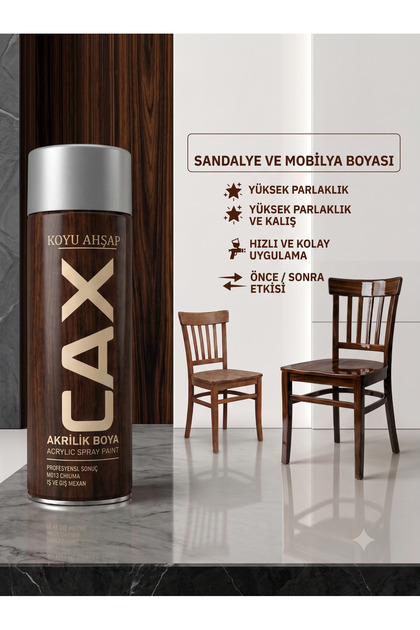 CAX Akrilik Sprey Boya 400 ml - Sandalye Mobilya Ahşap Metal Yüksek Parlaklık Kolay Uygulama