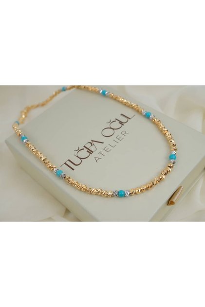 Ykl132 Turquoise Bead Detailed Dorica Necklace