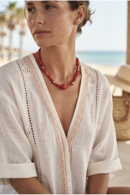 Handmade Red Bodrum Glass Special Design Necklace