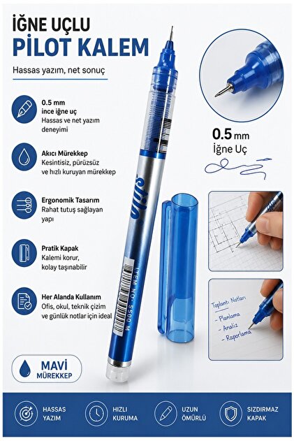 Genel Markalar Hı-tecpoint V5 Iğne Uçlu Roller Kalem Mavi - Fiyatı