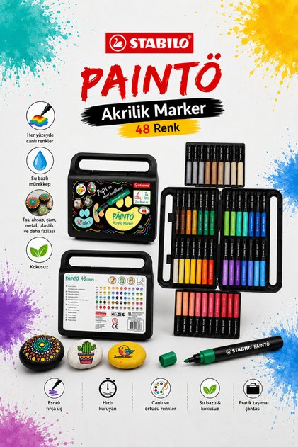Paintö 2,3 mm Akrilik Marker Kalem Seti 48'li