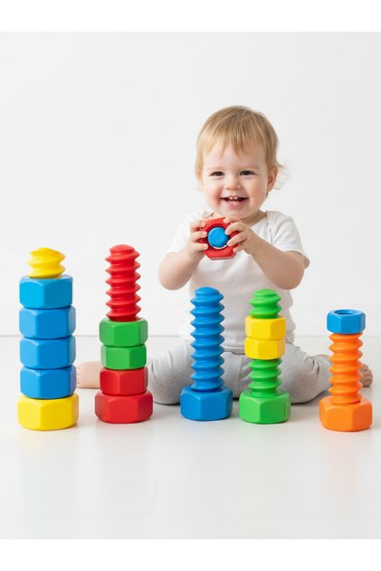 Montessori Eğitici Cıvata Ve Somun Takma Oyunu - İnce Motor Becerisi Geliştirici Oyuncak Seti