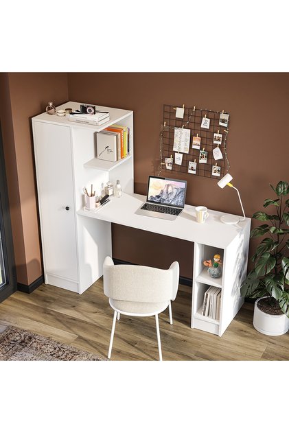 Stilo Bilgisayar Masası, Raflı Çalışma Masası , Çalışma Ofis Masası, Ders Yemek Masası 50x155 cm