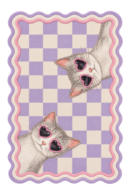 Aura Cute Cat Themed Patterned Modern Woven Base Decorative Carpet Aura4040