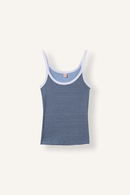 Striped Ribbed Thin Strap Tank Top I1101Ax26Au