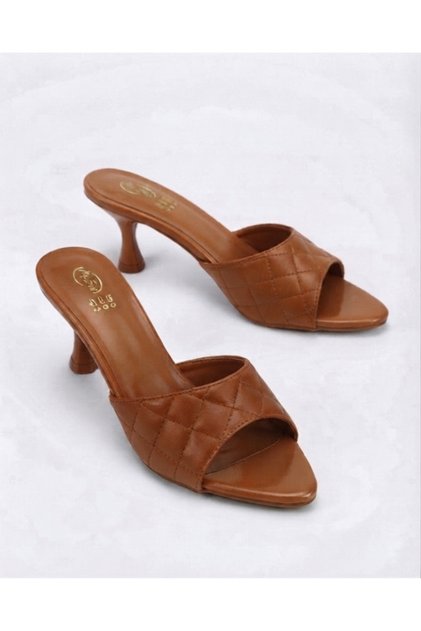 Women's quilted detail stylish summer stiletto heel mules